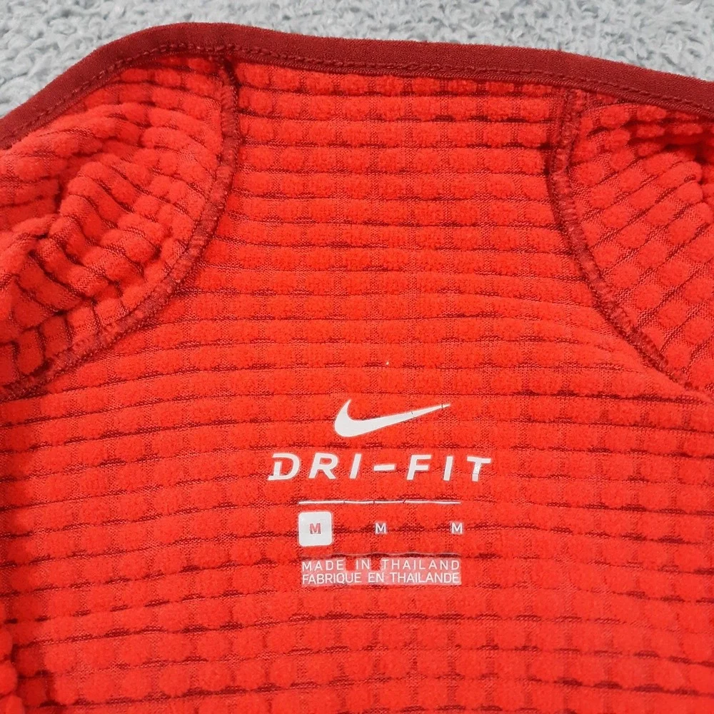 Nike Running 1/4 Zip Sweatshirt Womens Medium Burnt Orange Waffle Knit Dri-Fit